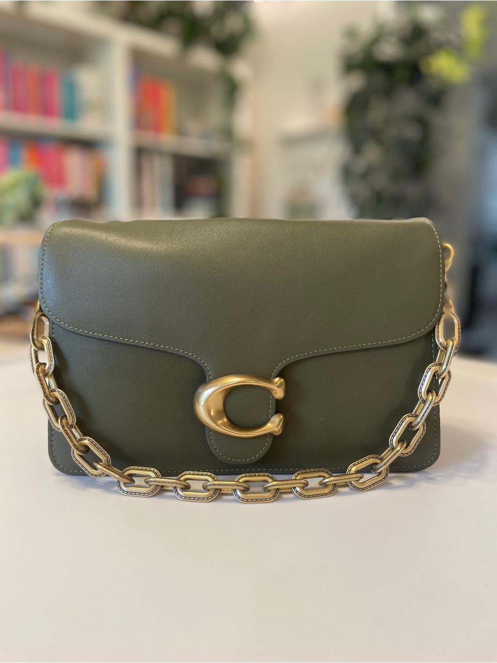 New- Coach Chain Tabby Shoulder Bag -Olive - with gold hardware